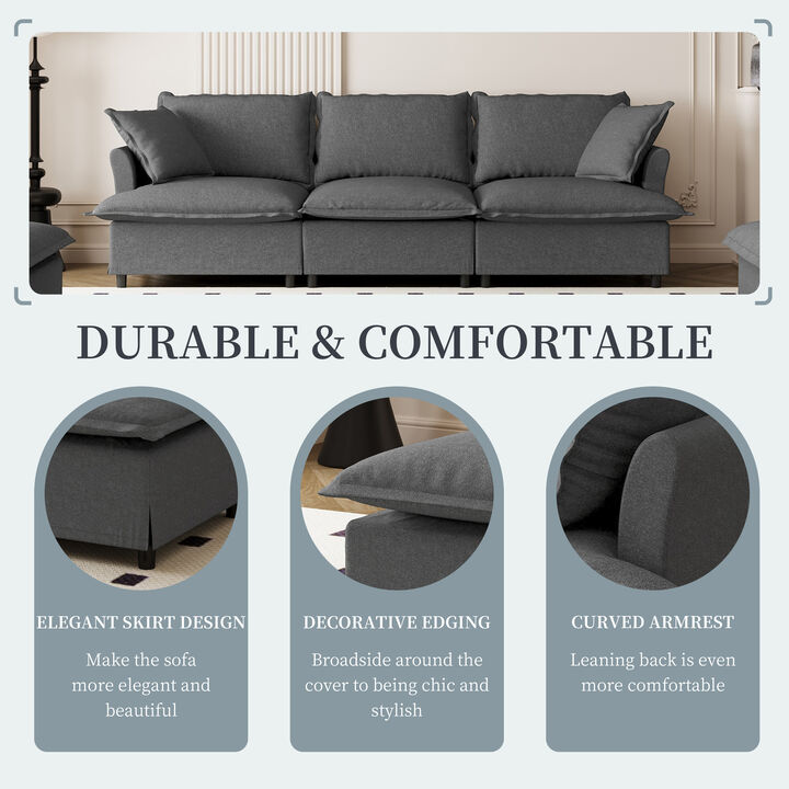 Merax Chenille Cloud Sofa Couch with Throw Pillows