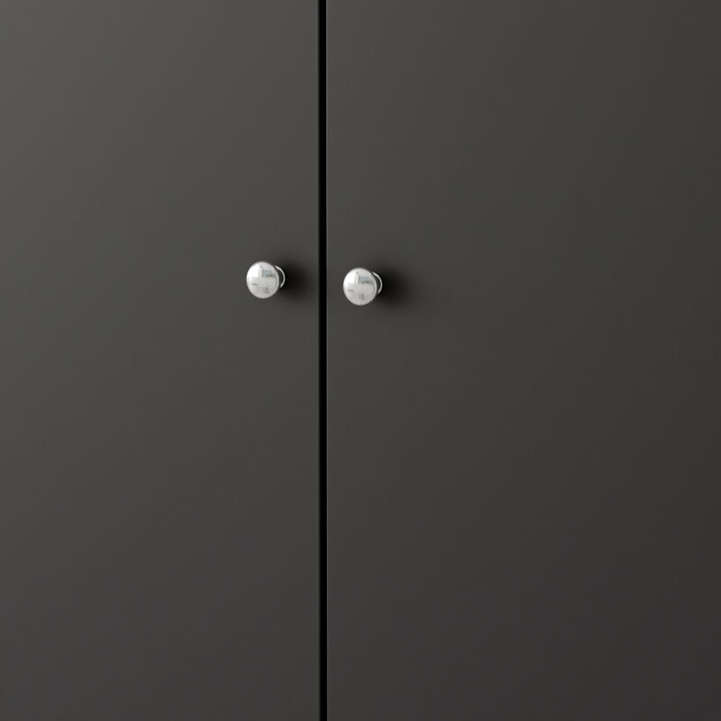 23.6 in. W x 70.9 in. H 24-Pair Black Wood 2-Door Shoe Storage Cabinet with Wheels