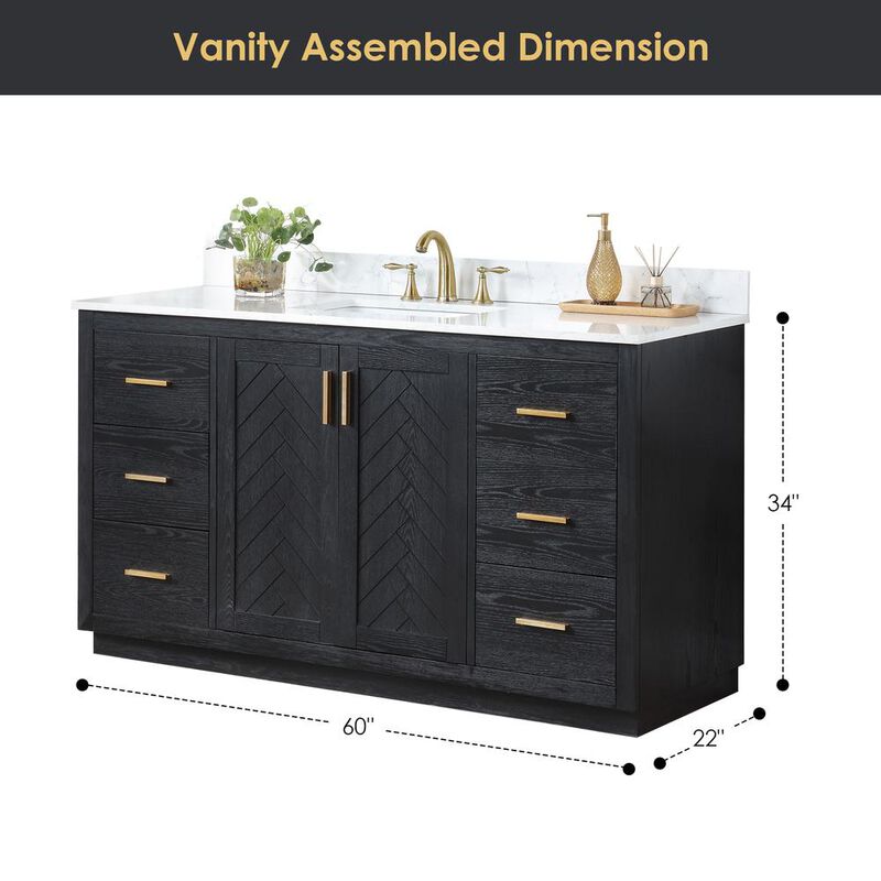 Altair 60 Single Bathroom Vanity Set in Black Oak without Mirror