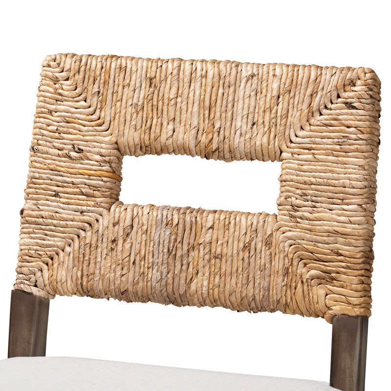 Bali & Pari Porsha Modern Dark Brown Finished Mahogany Wood and Natural Counter Stool