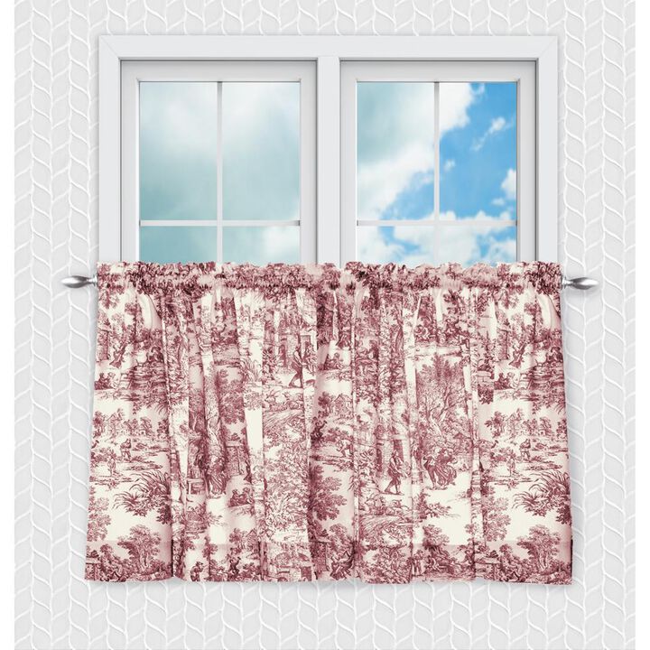 Ellis Curtain Victoria Park Toile Room Darkening Window Rod Pocket Pair Set With 2 Tiers - 2-Piece