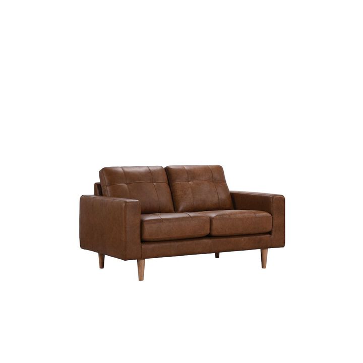 Porter Designs Glisan Full-Grain Leather Loveseat, Brown