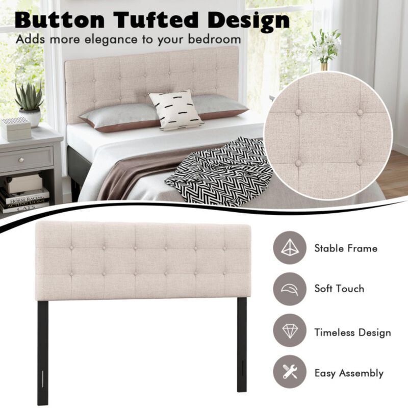 Hivvago Linen Upholstered Headboard with Solid Rubber Wood Legs