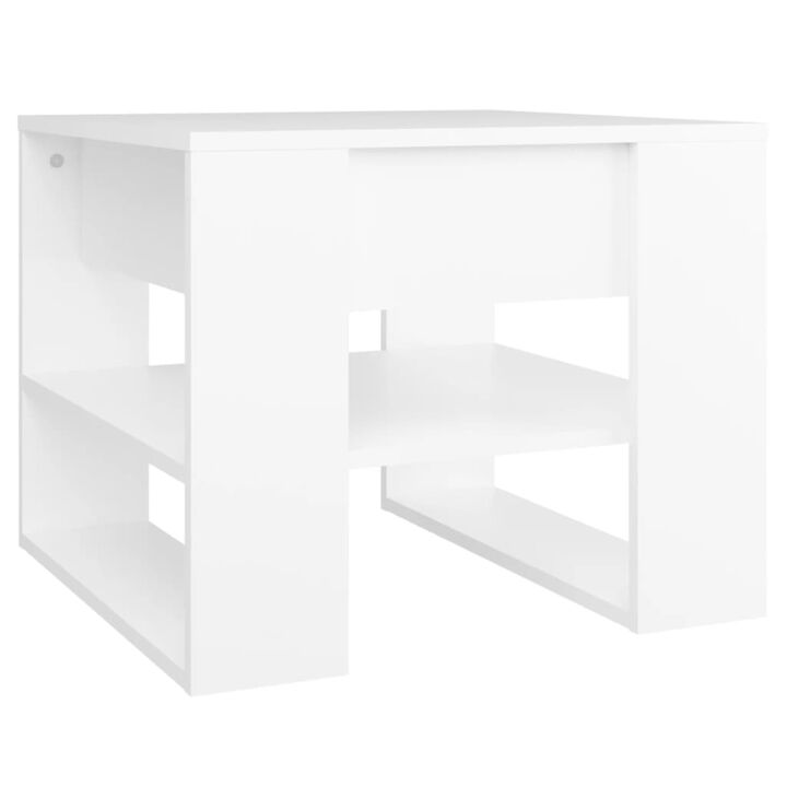 vidaXL Coffee Table White 21.9"x21.7"x17.7" Engineered Wood