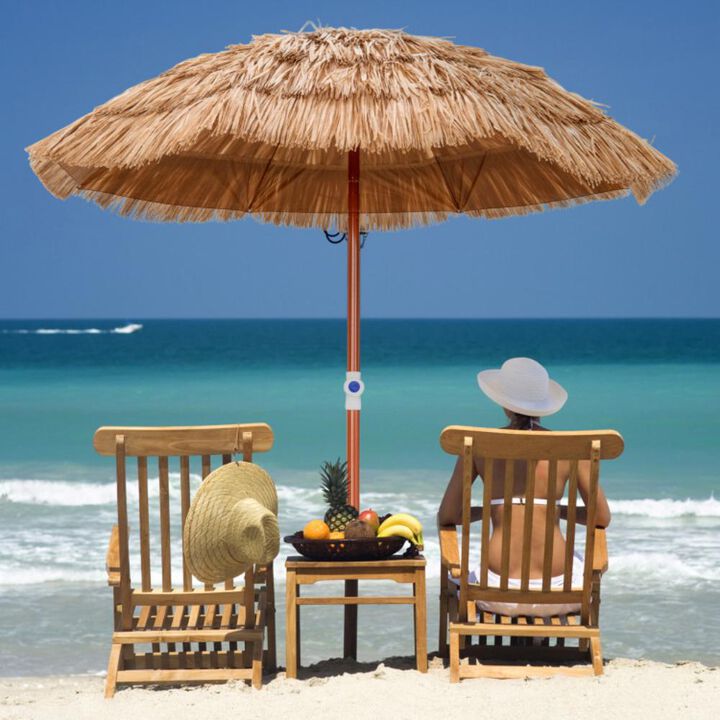 Hivvago 6 Feet Thatched Patio Umbrella with Tilt Design and Carrying Bag