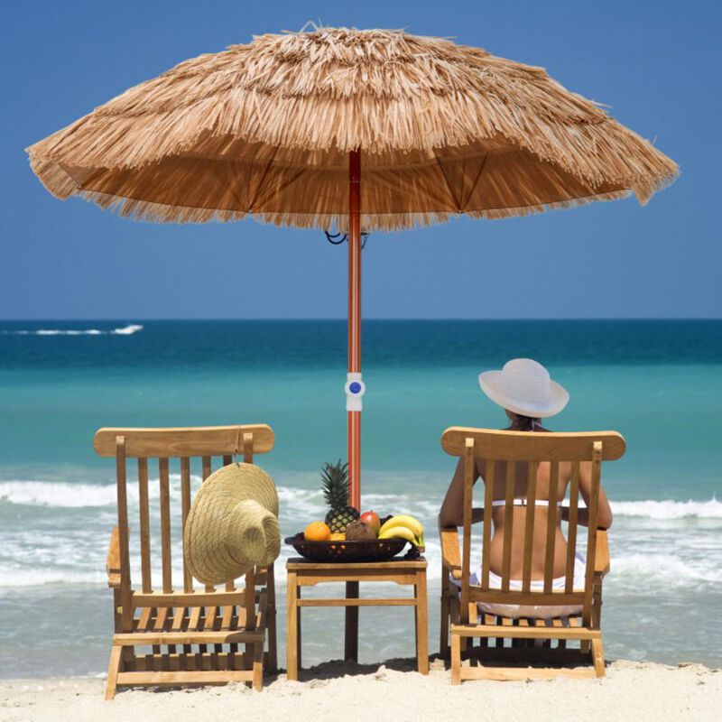 Hivvago 6 Feet Thatched Patio Umbrella with Tilt Design and Carrying Bag