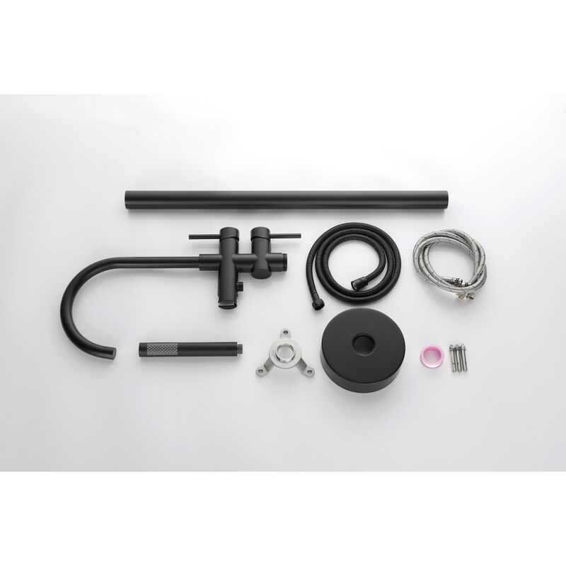 Mount Bathtub Faucet Freestanding Tub Filler Standing High Flow Shower Faucets