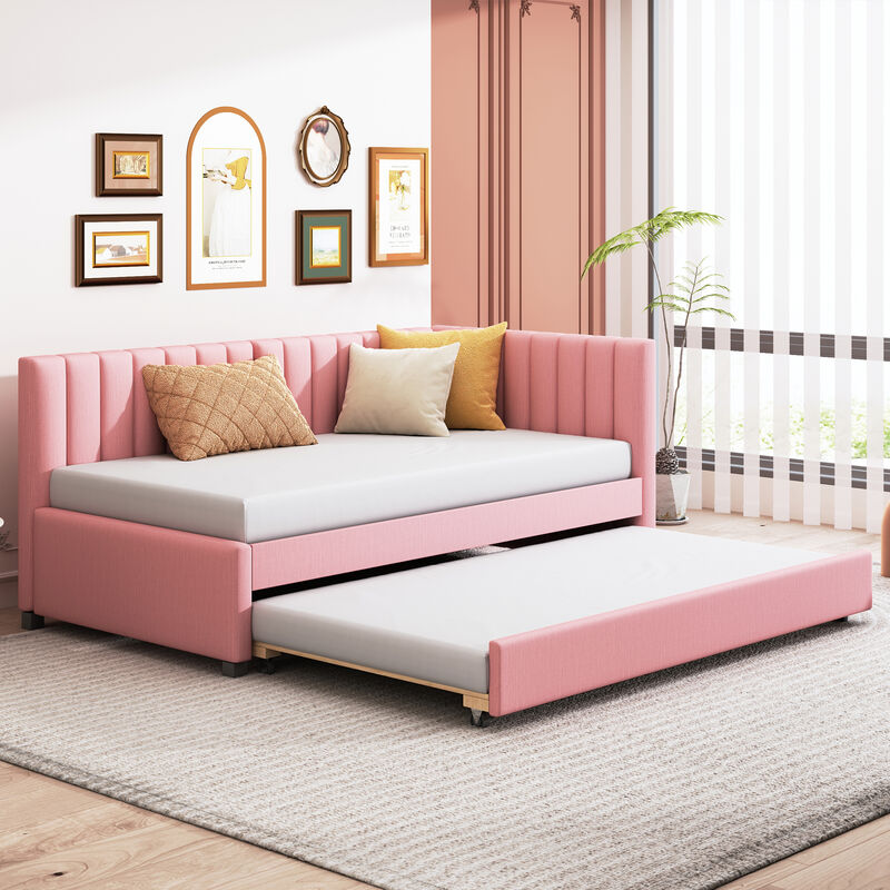 Merax Upholstered Daybed Bed Frame with Trundle