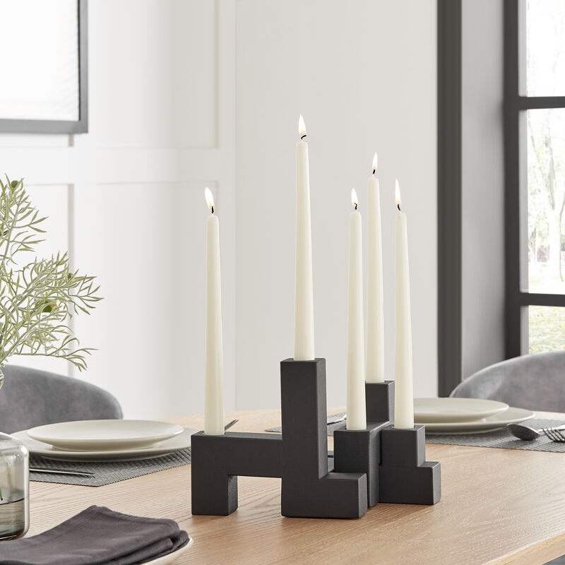 Danya B. Contemporary Black Metal 2-Piece Stacking Candelabra Taper Candle Holder Set