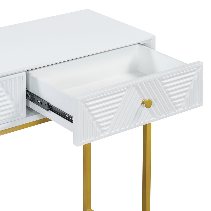 Merax Modern Sleek Console Table with 2 Drawers