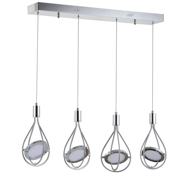 Orion 29" Adjustable Modern Integrated 4-Light Linear LED Metal Pendant