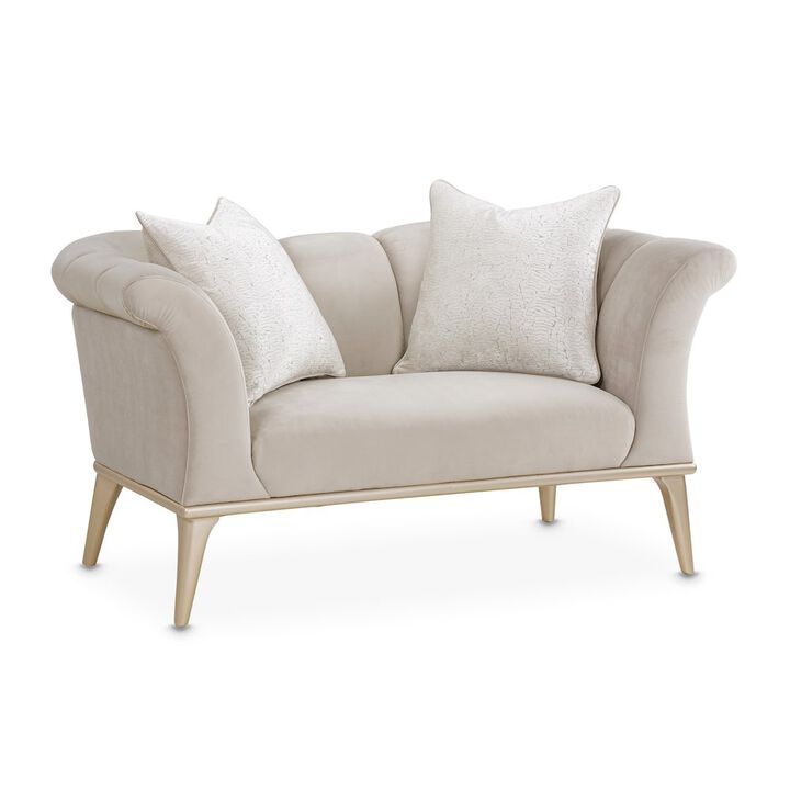 Michael Amini Yvette Chair and a Half - Porcini/Medium Champagne
