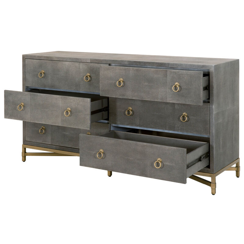 Gray Shagreen 6-Drawer Double Dresser