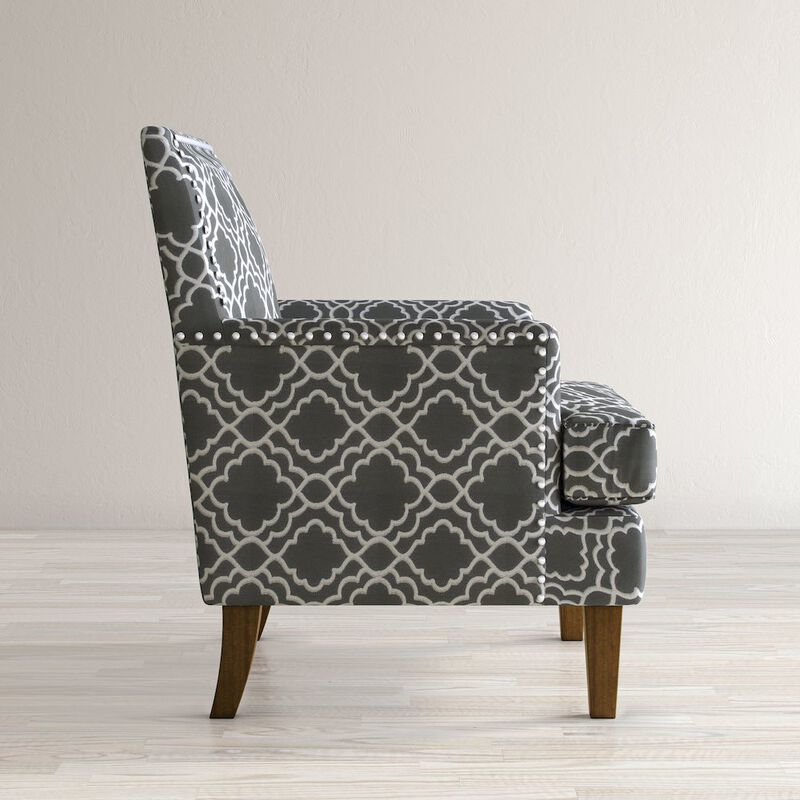 Jofran Aubrey Contemporary Geometric Upholstered Accent Chair with Nailhead Trim