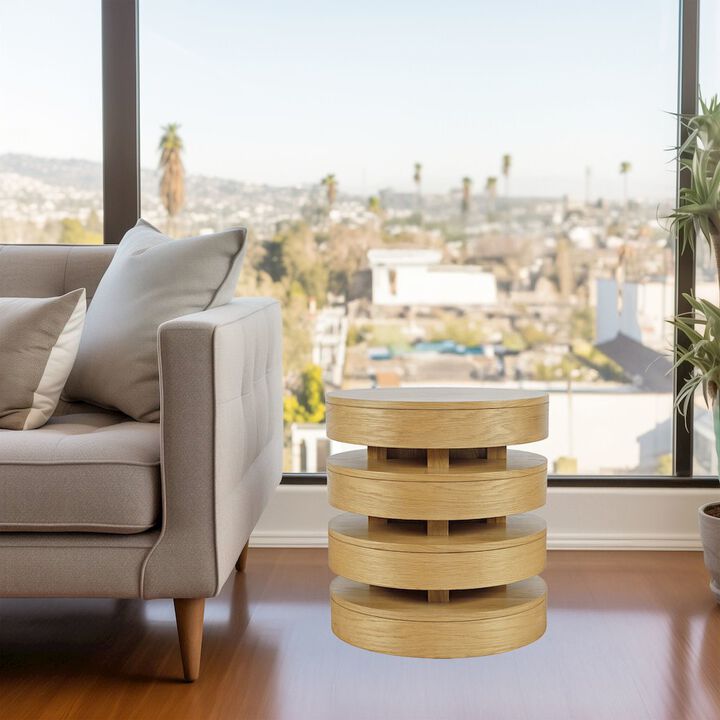 Jofran Brix Mid-Century Modern Floating Sculpture Layered Round End Table
