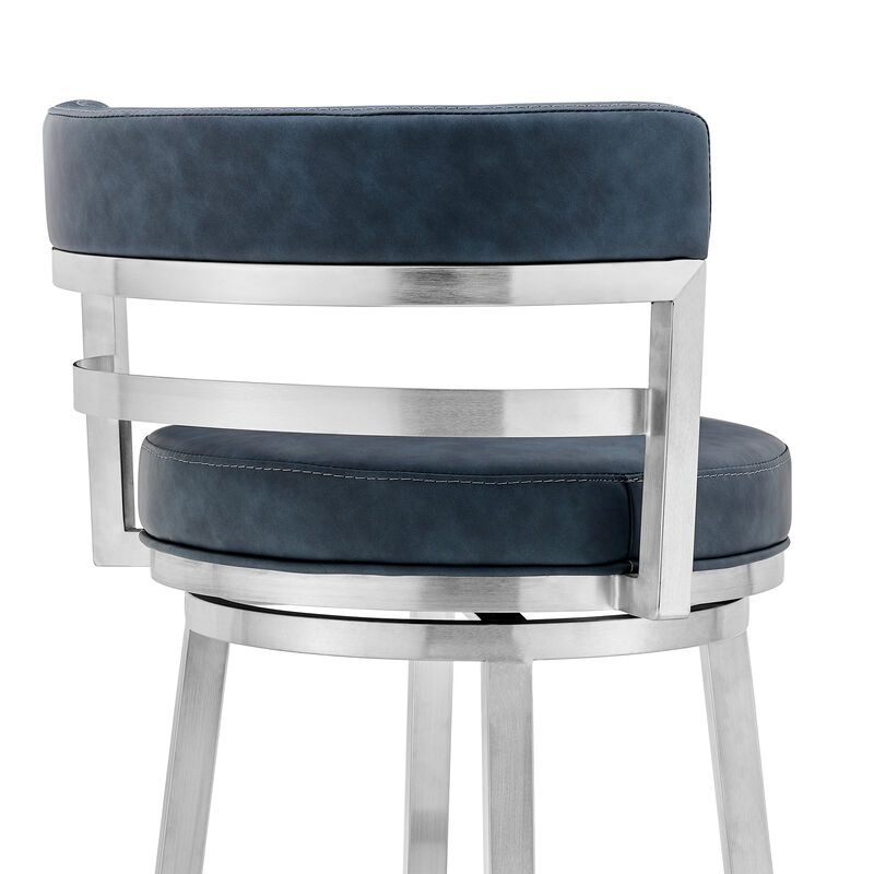 Madrid  Counter Height Swivel Black Faux Leather and Metal Bar Stool