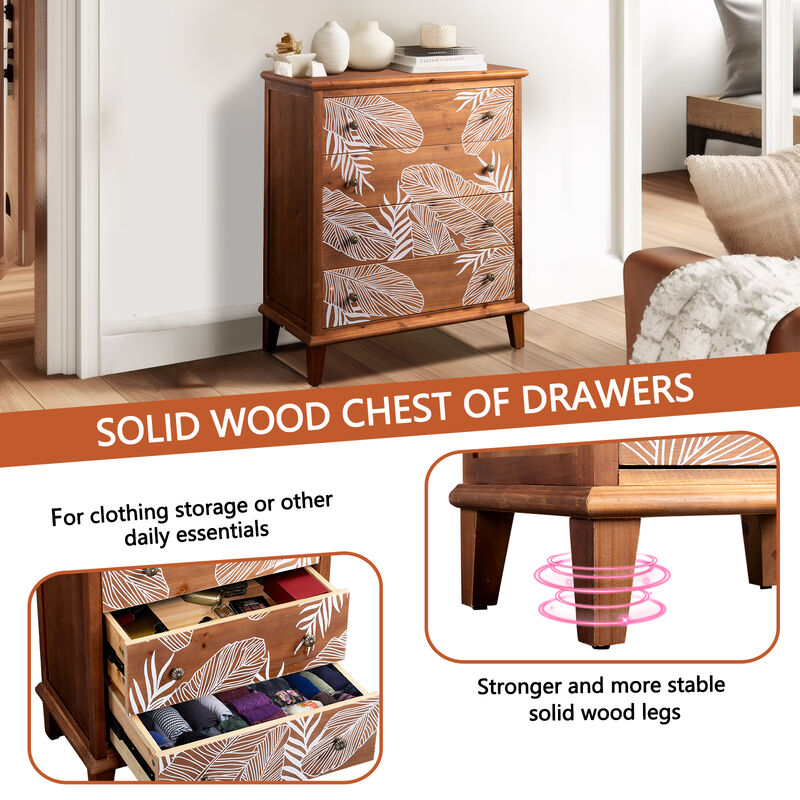 Bohemian 4-Drawer Chest, Stylish Storage Dresser for Bedroom & Living Room