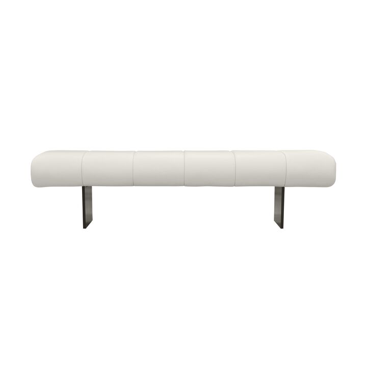 Karol Cream Vegan Leather Bench