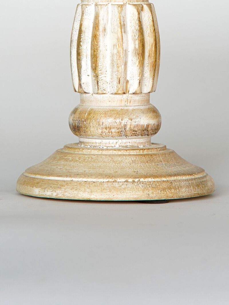 Traditional Antique White Eco-friendly Handmade Mango Wood Set Of Five 9",12",15",12" & 9" Pillar Candle Holder