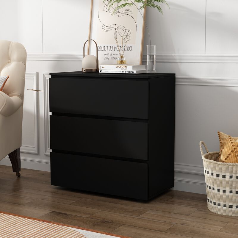 FUFU&GAGA 3-Drawer Modern Dresser with Sleek Design, Spacious Storage, (30.3" W x 15.7" D x 32.3" H), Black