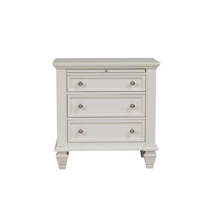 Sandy Beach 3-drawer Nightstand Cream White