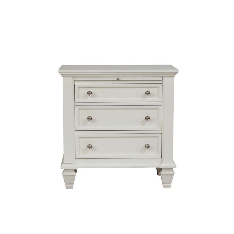 Sandy Beach 3-drawer Nightstand Cream White