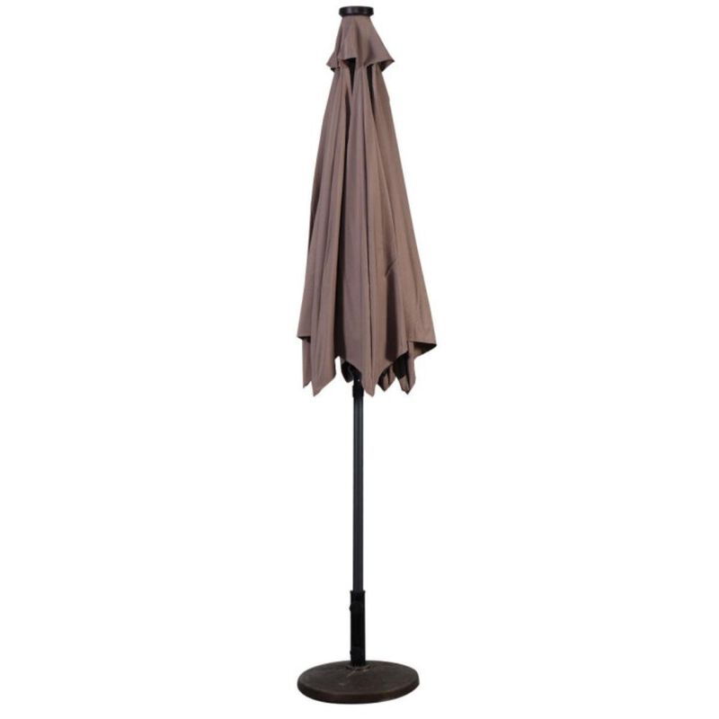 Hivvago 9 Feet Patio LED Solar Umbrella with Crank