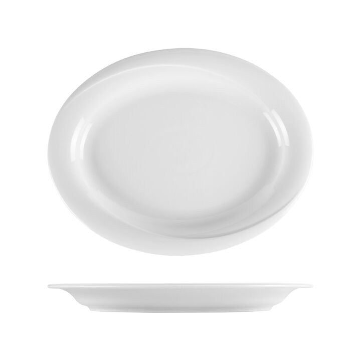 Porcelain X-tanbul 13.5" x 10.5" x h:1.25" Oval White Porcelain Platter