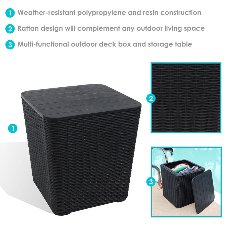 Sunnydaze 11.5 gal Faux Rattan Outdoor Storage Box