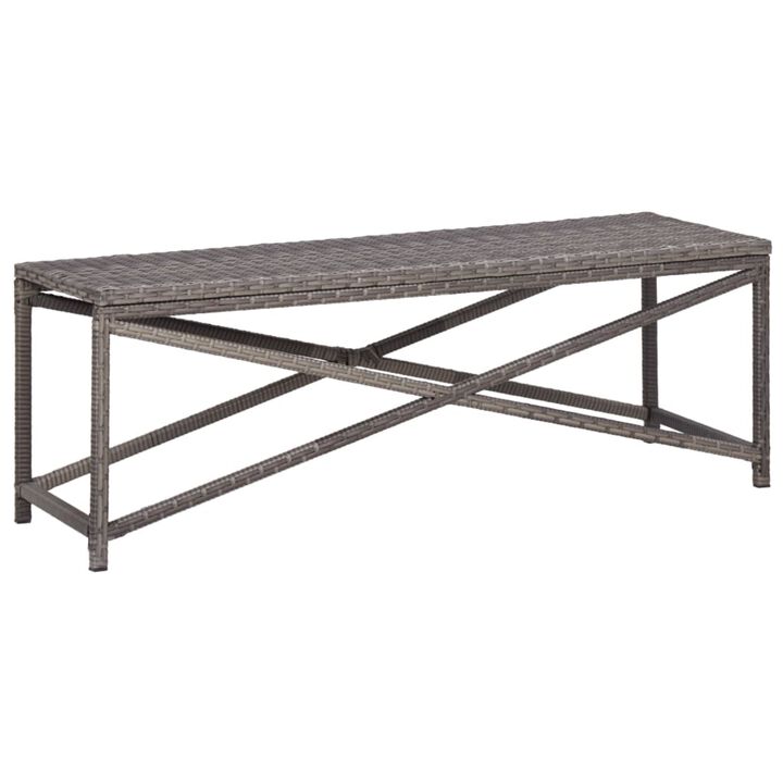 vidaXL Garden Bench 47.2" Poly Rattan Gray