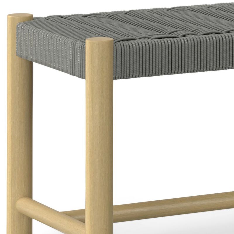 Simpli Home Dahlia Solid Acacia Wood Outdoor Indoor Bench In Grey