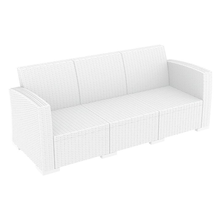 55" Gray Outdoor Patio Sofa with Natural Beige Sunbrella Cushion