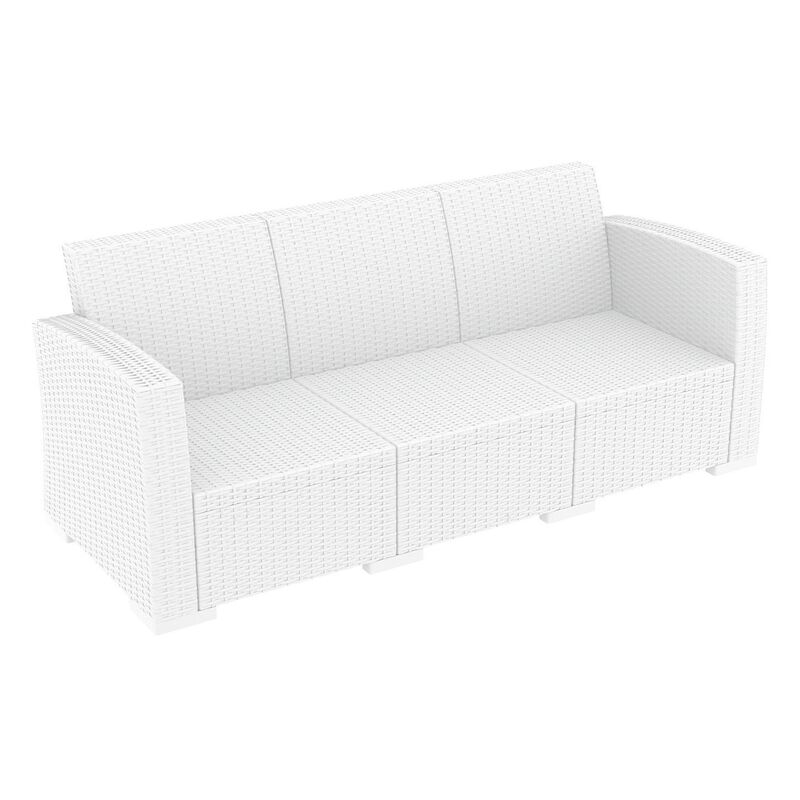55" Gray Outdoor Patio Sofa with Natural Beige Sunbrella Cushion