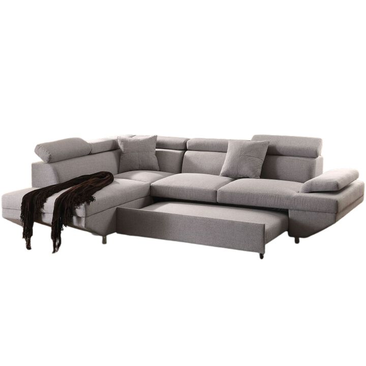 Sectional Sofa with Sleeper in Gray Fabric - Comfortable and Stylish Furniture
