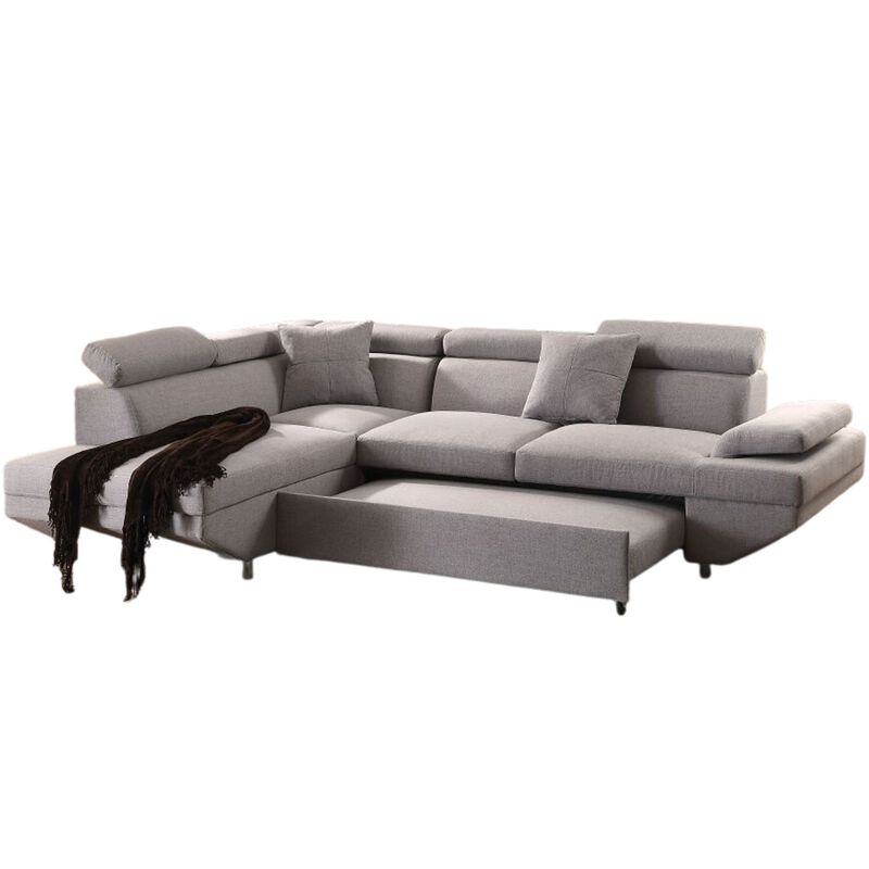 Sectional Sofa with Sleeper in Gray Fabric - Comfortable and Stylish Furniture