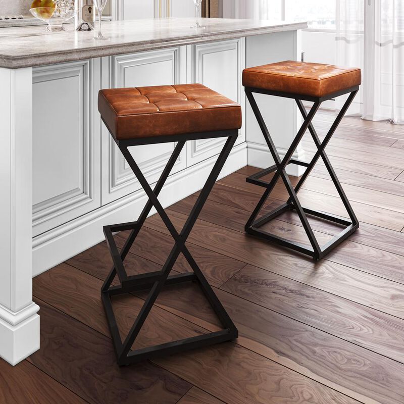 Jofran ed Modern Leather Backless Stool