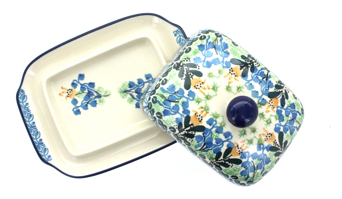 Blue Rose Polish Pottery Maria Butter Dish