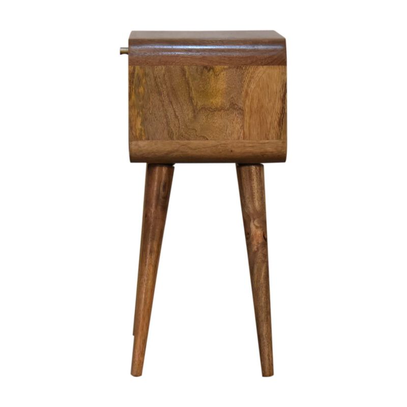 Mini Woven 1 Drawer Oak-ish Solid Wood Nightstand