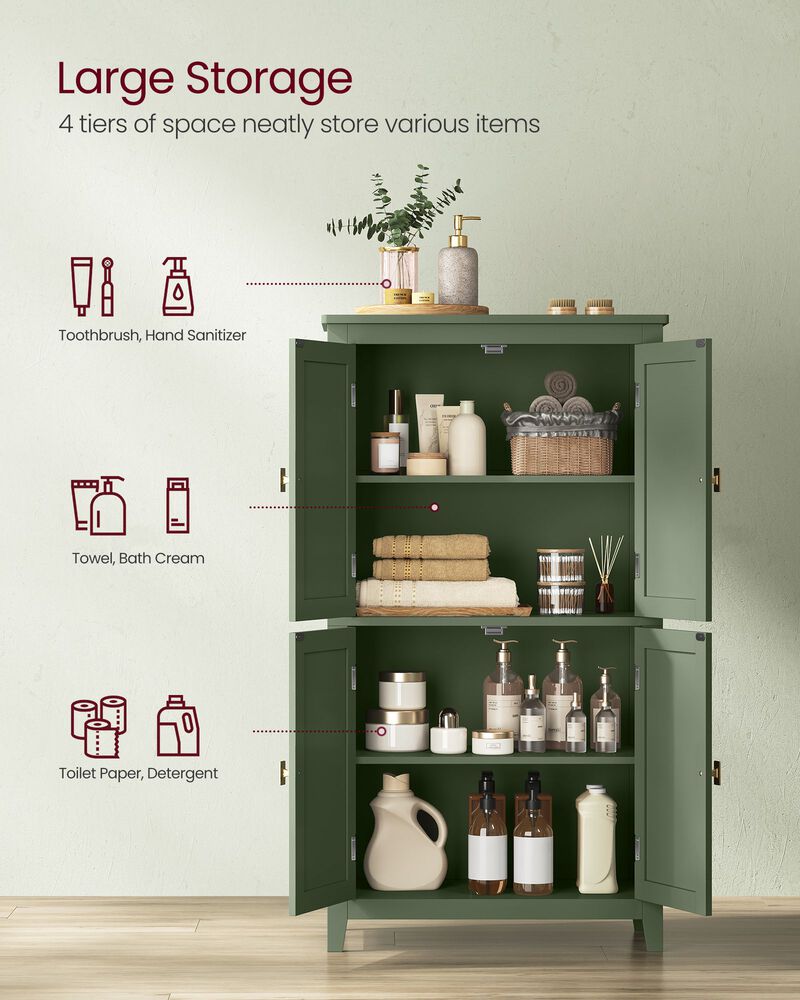 Versatile Bathroom Floor Storage Cabinet with Adjustable Shelves and Stylish Finish
