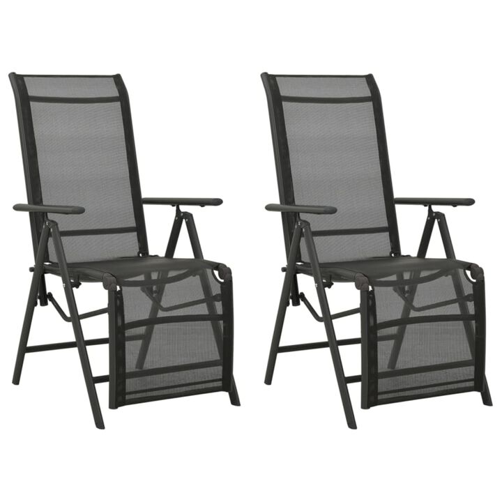 vidaXL Reclining Patio Chairs 2pcs Textilene and Aluminum Black