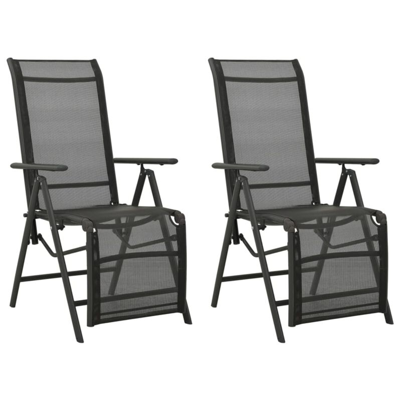 vidaXL Reclining Patio Chairs 2pcs Textilene and Aluminum Black