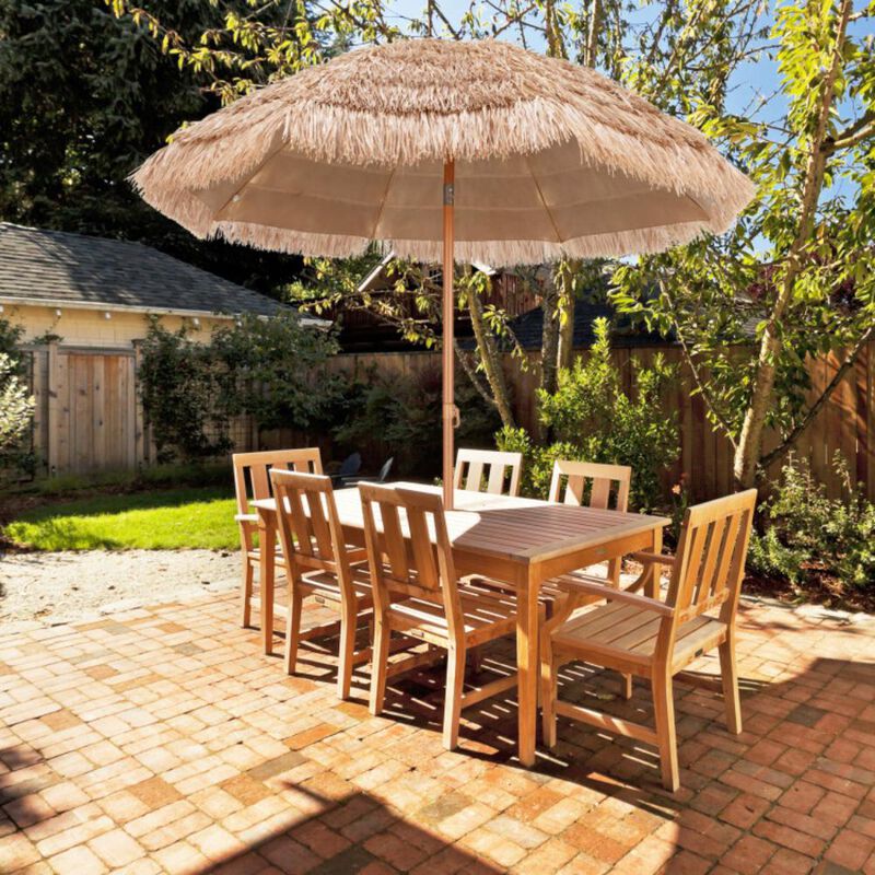 Hivvago 7.2 Feet Patio Thatched Tiki Umbrella Hawaiian Hula Beach Umbrella