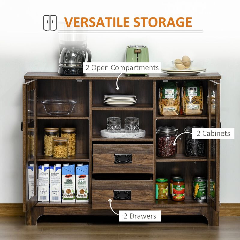 Walnut Dining Storage: Kitchen Sideboard with Glass Door & Drawers