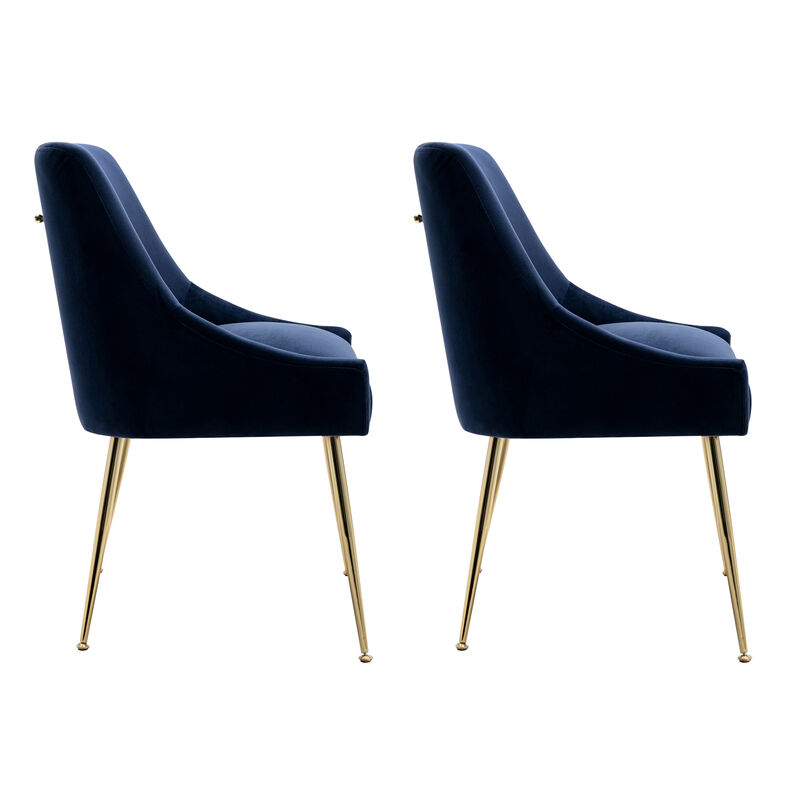 WestinTrends Upholstered Velvet Accent Chair With Metal Leg (Set of 2)