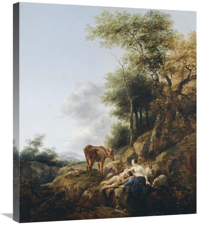 Landscape with a Nymph and a Satyr-Canvas Art-25.2x30