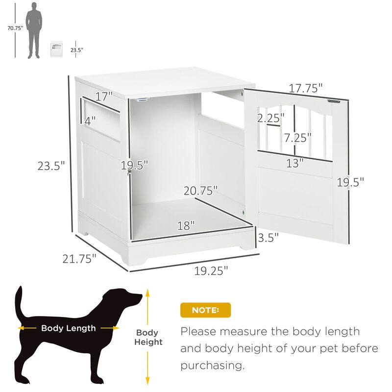 White Puppy Haven: Furniture-Style Dog Kennel End Table