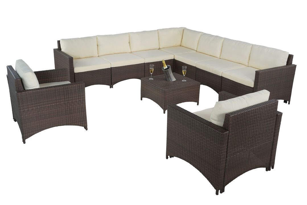 Studio Shine Collection Modular Extended Sectional Sofa, 2 Armchairs and Coffee Table Set