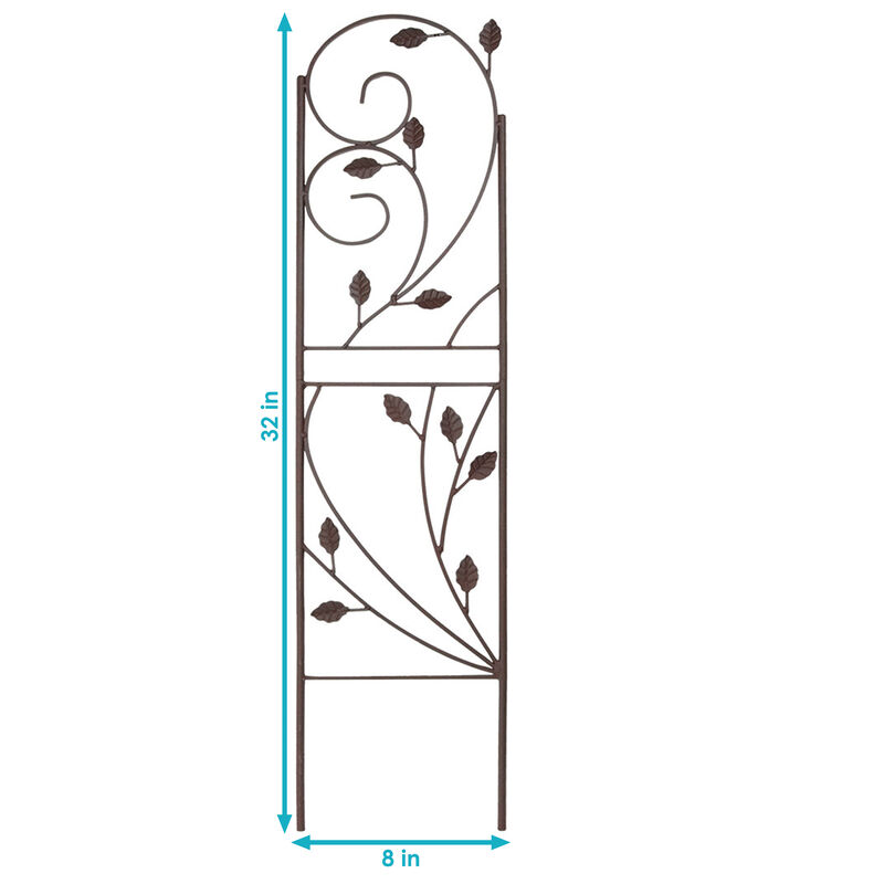 Sunnydaze 32 in Brown Steel Wire Swirl Leaf Garden Plant Trellis - Set of 2