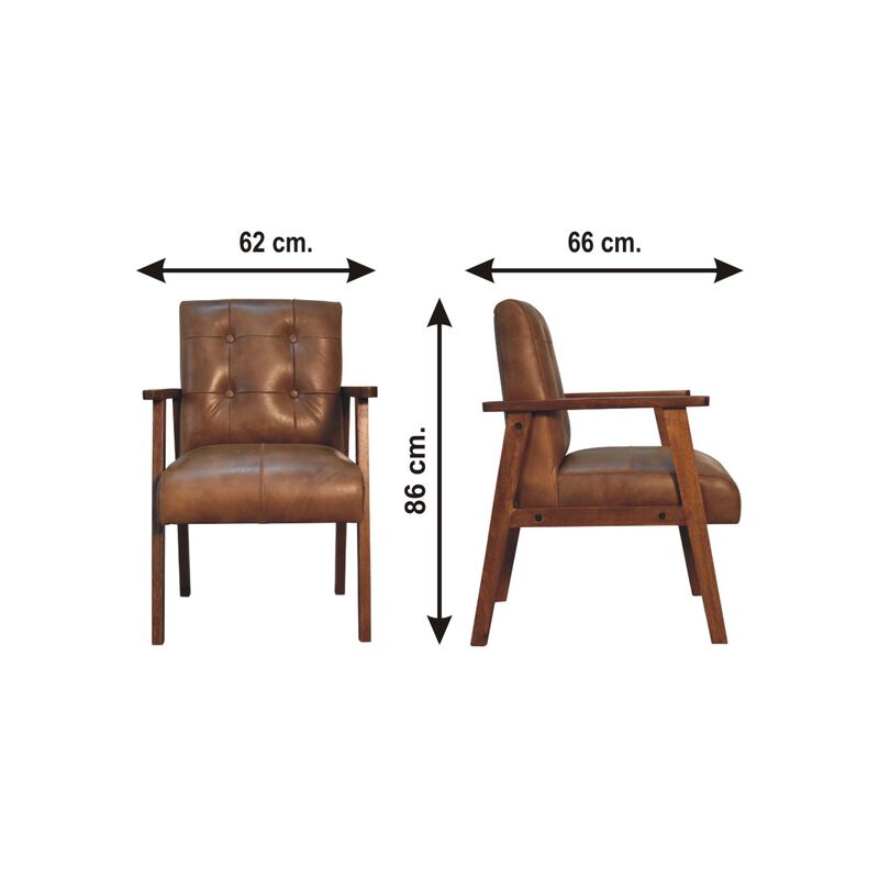 Artisan Furniture Brown Buffalo Leather ChairChestnut Solid Wood
