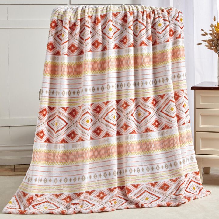Plazatex Nayati Micro plush Decorative All Season Multi Color 50" X 70" Throw Blanket